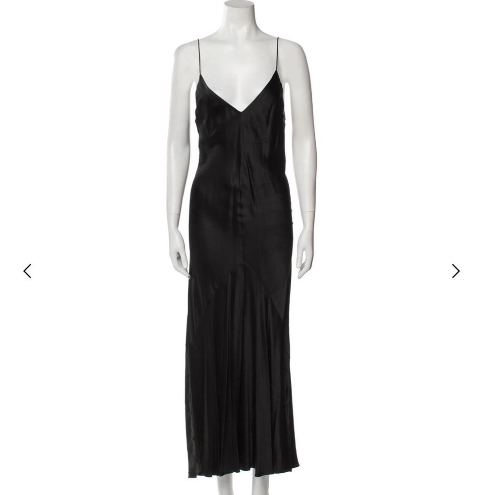 Studio Amelia Black Liquid Bias-Cut Satin Slip Dress